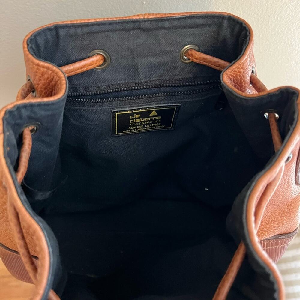 Vintage Liz Claiborne western inspired leather crossbody bucket bag purse - Picture 7 of 9